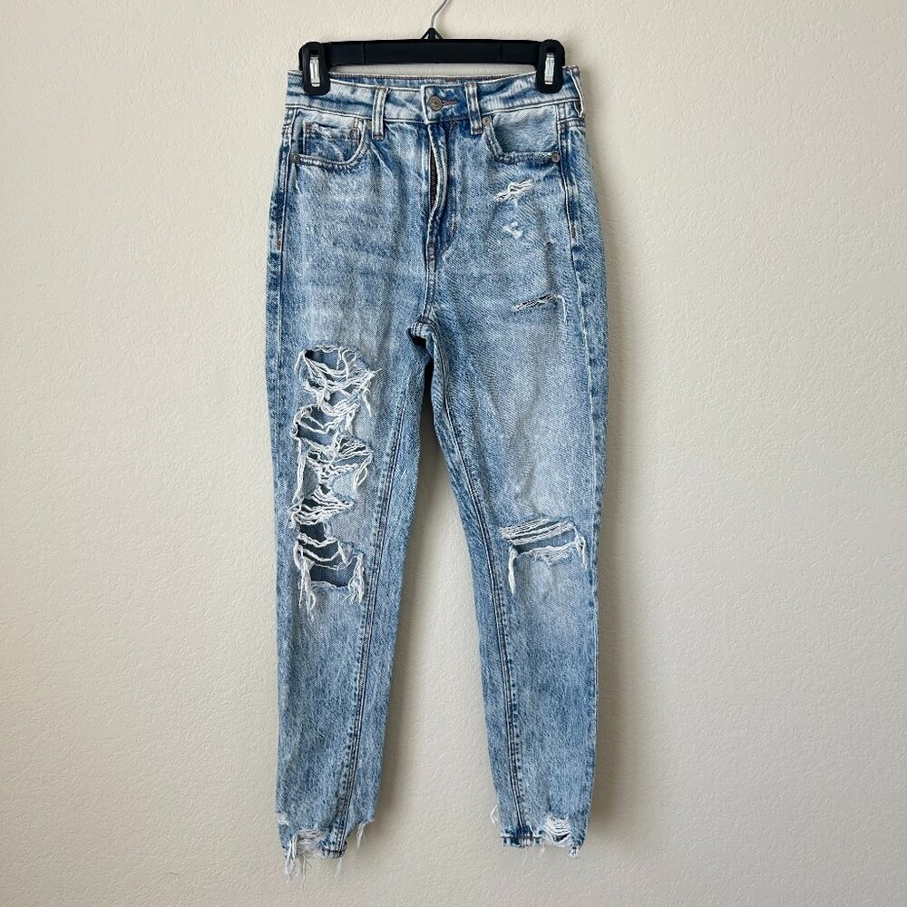 American Eagle Jeans Womens 00 Regular Blue Distressed Comfort Stretch Pants